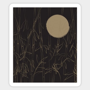 Golden Moon in Bamboo Forest Sticker